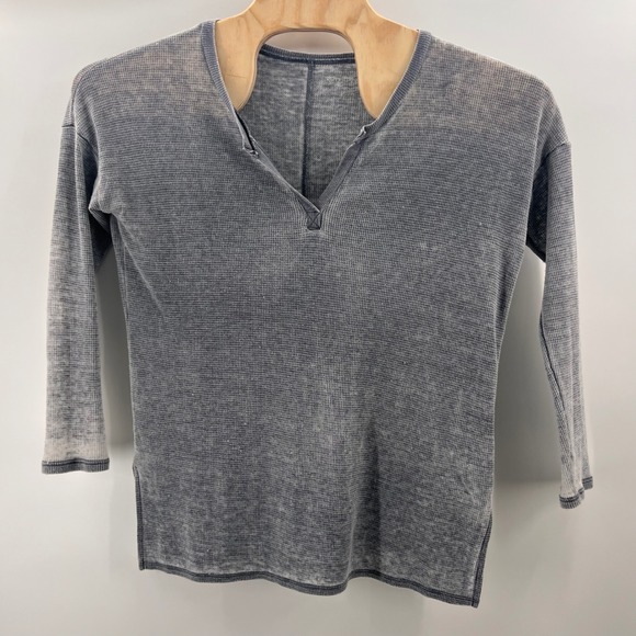 American Eagle Outfitters Tops - American Eagle Outfitters Women Gray Waffle Knit Henley Shirt Top Size S